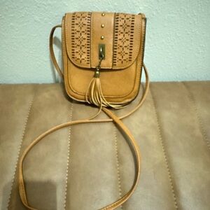 Tan Crossbody Bag with Tassel